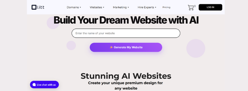 screenshot of the olitt ai website builder to help create a refurbrished laptop online store