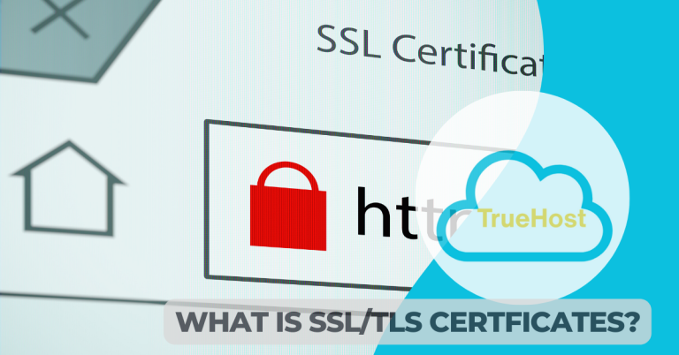 The Truehost logo and the SSL Certifcate on a web browser