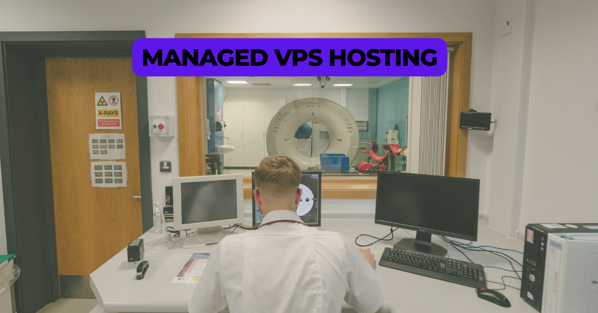 shows a man working behind computers, hence gives an impression on how managed vps hosting works