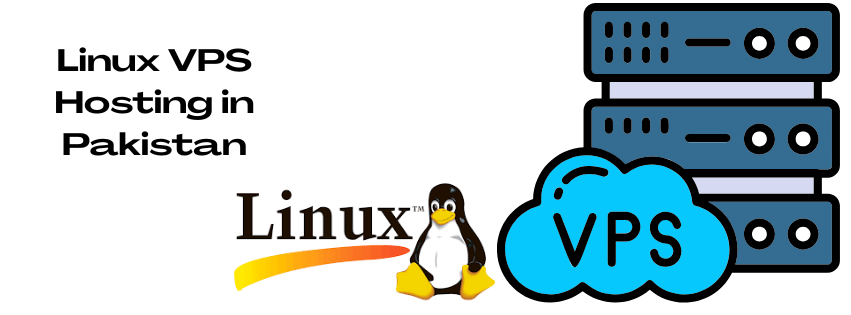 the linux logo and the vps hosting graphic and title linux vps hosting in pakistan