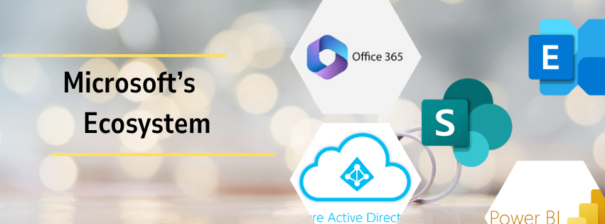 shows five of Microsoft’s Ecosystem, office 365, power bi, azure active directory, Exchange Server, sharepoint, all important in microsoft hosting