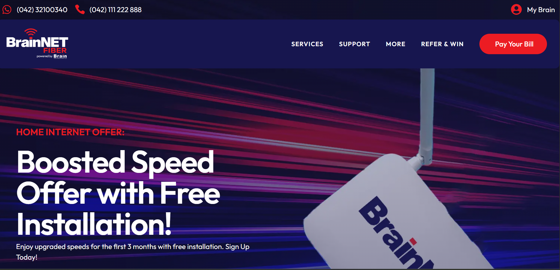 screenshot of the website brain.net.pk