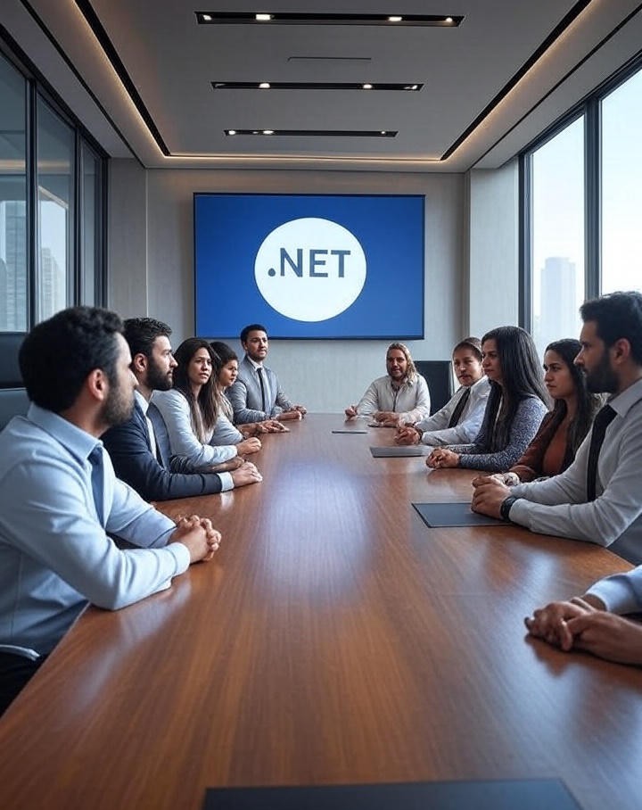 a board meeting and the .net on the big screen