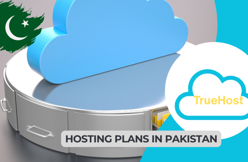 shos the pakistani flag, a cloud hosting for files, truehost logo on the side and the title, hosting plans in pakistan, in the foreground