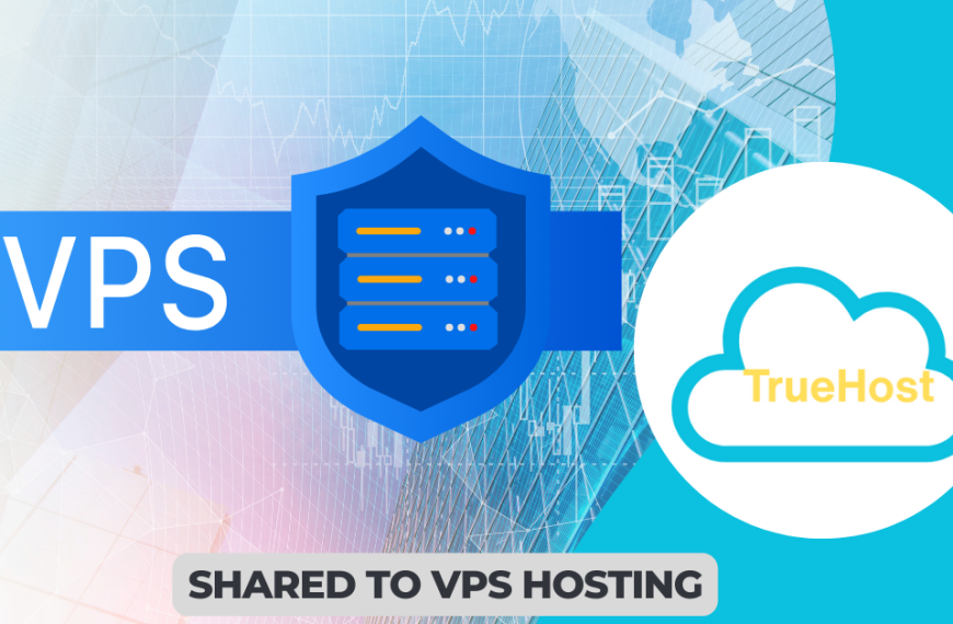 the vps graphic and the truehost logo and the title shared to vps hosting