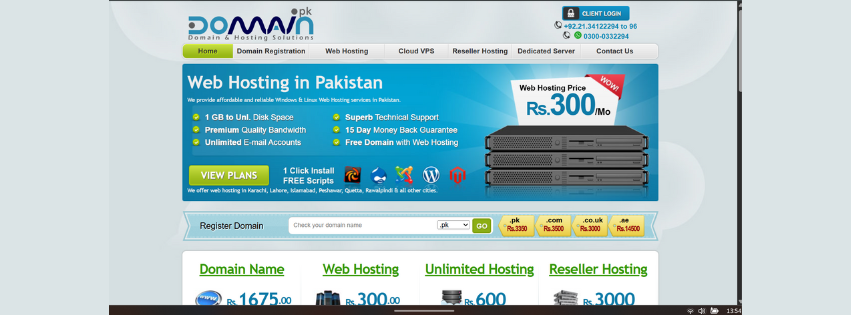 the domain pk homepage screenshot, another .pk domain registrar