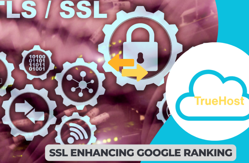 Shows the ssl graphic, truehost logo and the title ssl enahncing google ranking