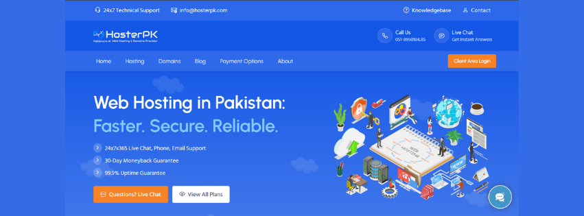 A screenshot of hostpk homepage, another .pk domain registrar