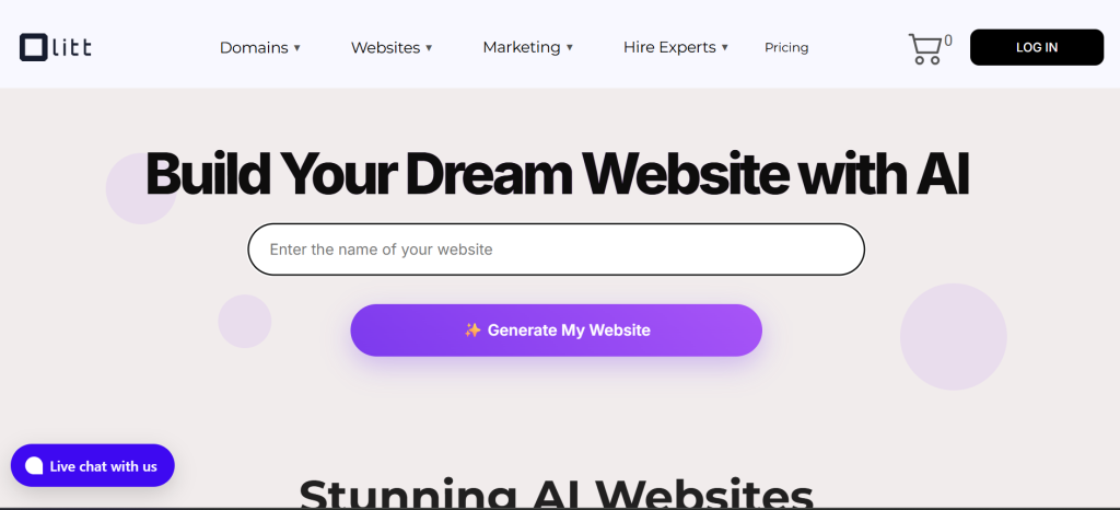 screenshot of Olitt's ai website builder