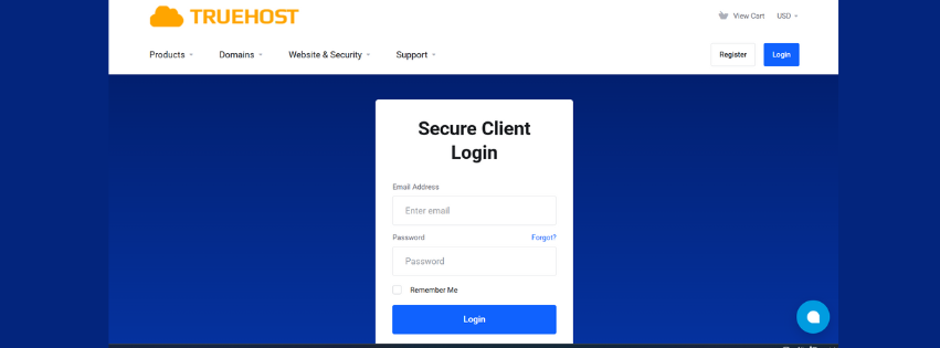 A screenshot of the truehost pk login area