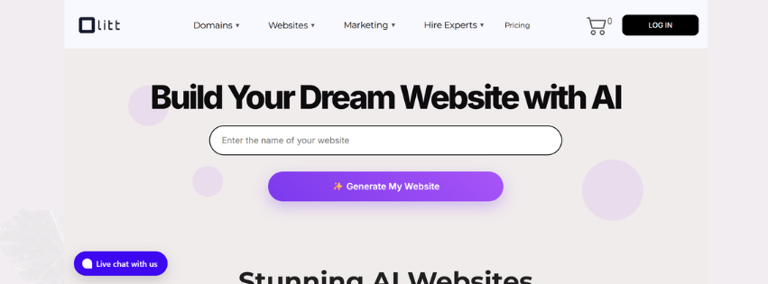 Screenshot of the Olitt one of the best  ai website builder homepage