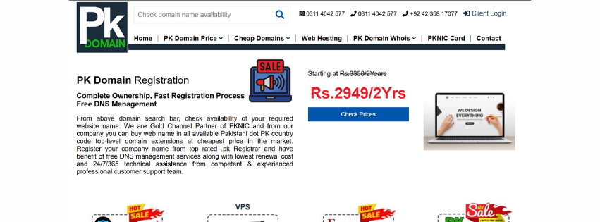 A screenshot of pk domain homepage , one of the best .pk domain registrars