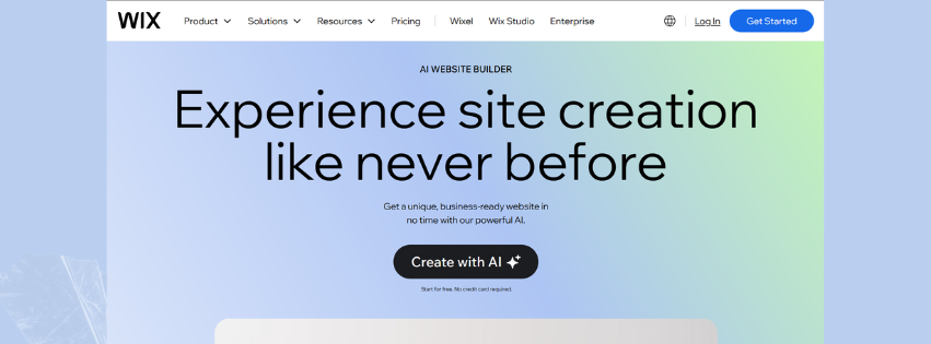 Screenshot of Wix, one of the best ai website builder