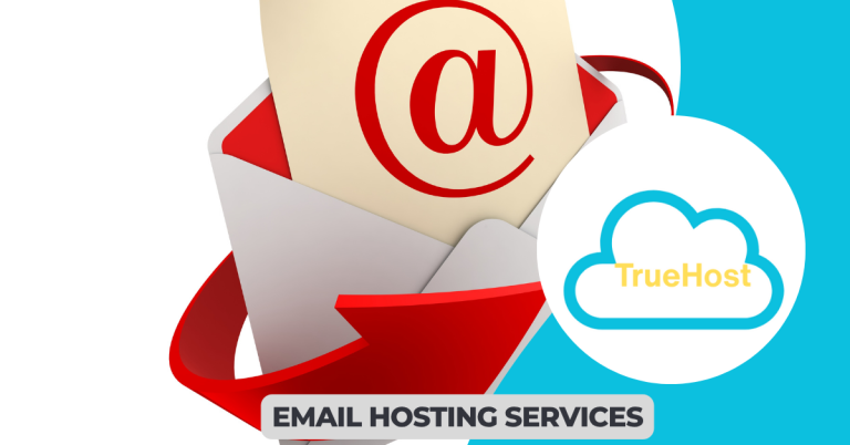 shows a email hosting graphic and the truehost logo and title email hosting services