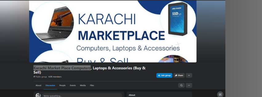 the facebook marketplace screenshot showing a group for selling used laptops