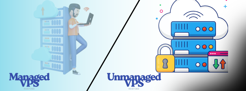 graphic showing how managed and unmanaged hosting works