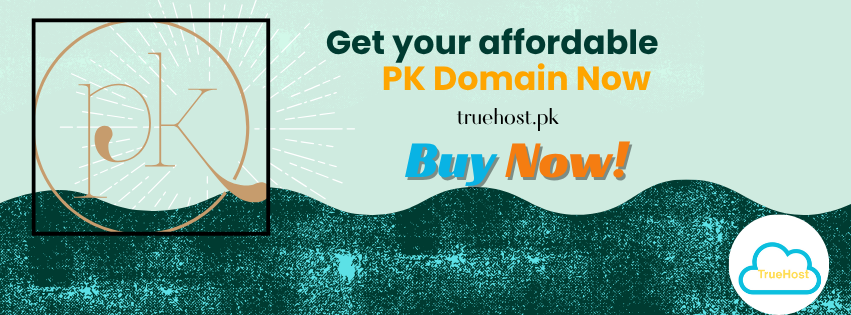 shows the pk domains graphic and the cta get your affordable pk domain now and the truehost logo and link