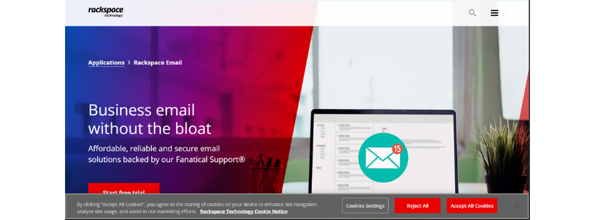 screenshot of the rockspace homepage