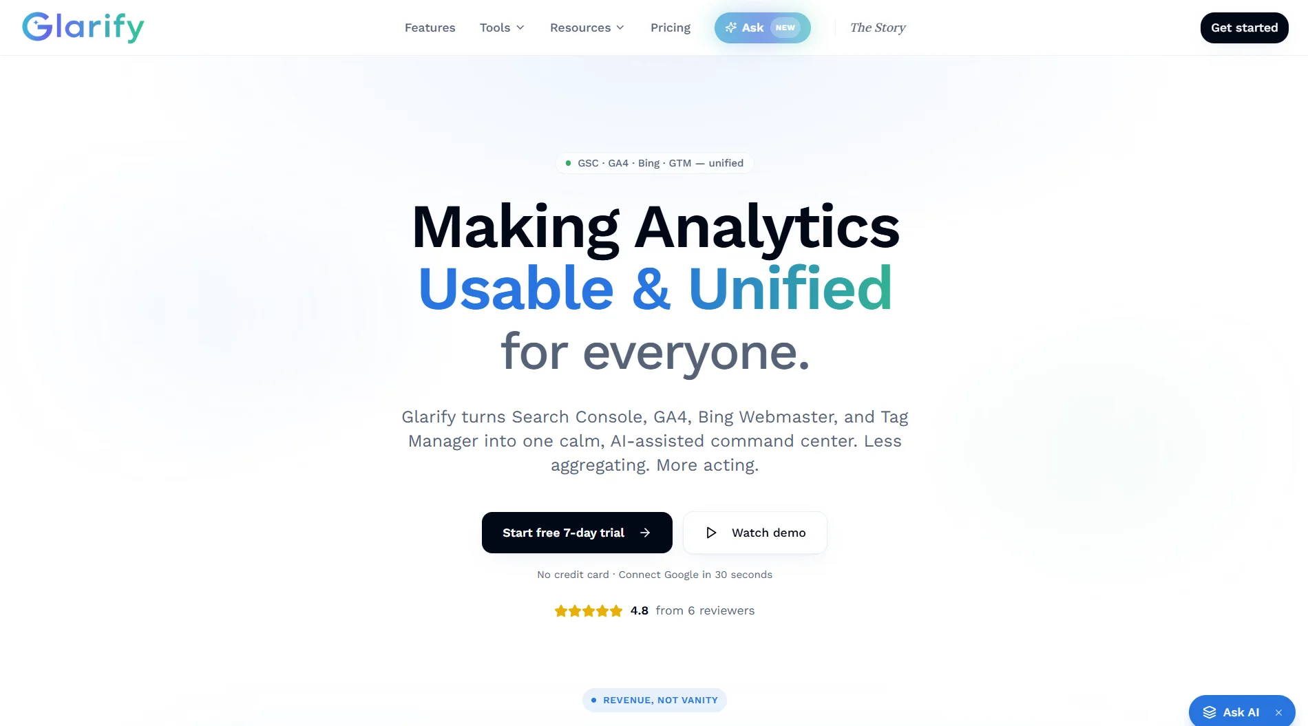 User-friendly analytics with Glarify Glarify's analytics dashboard showing user-friendly interface