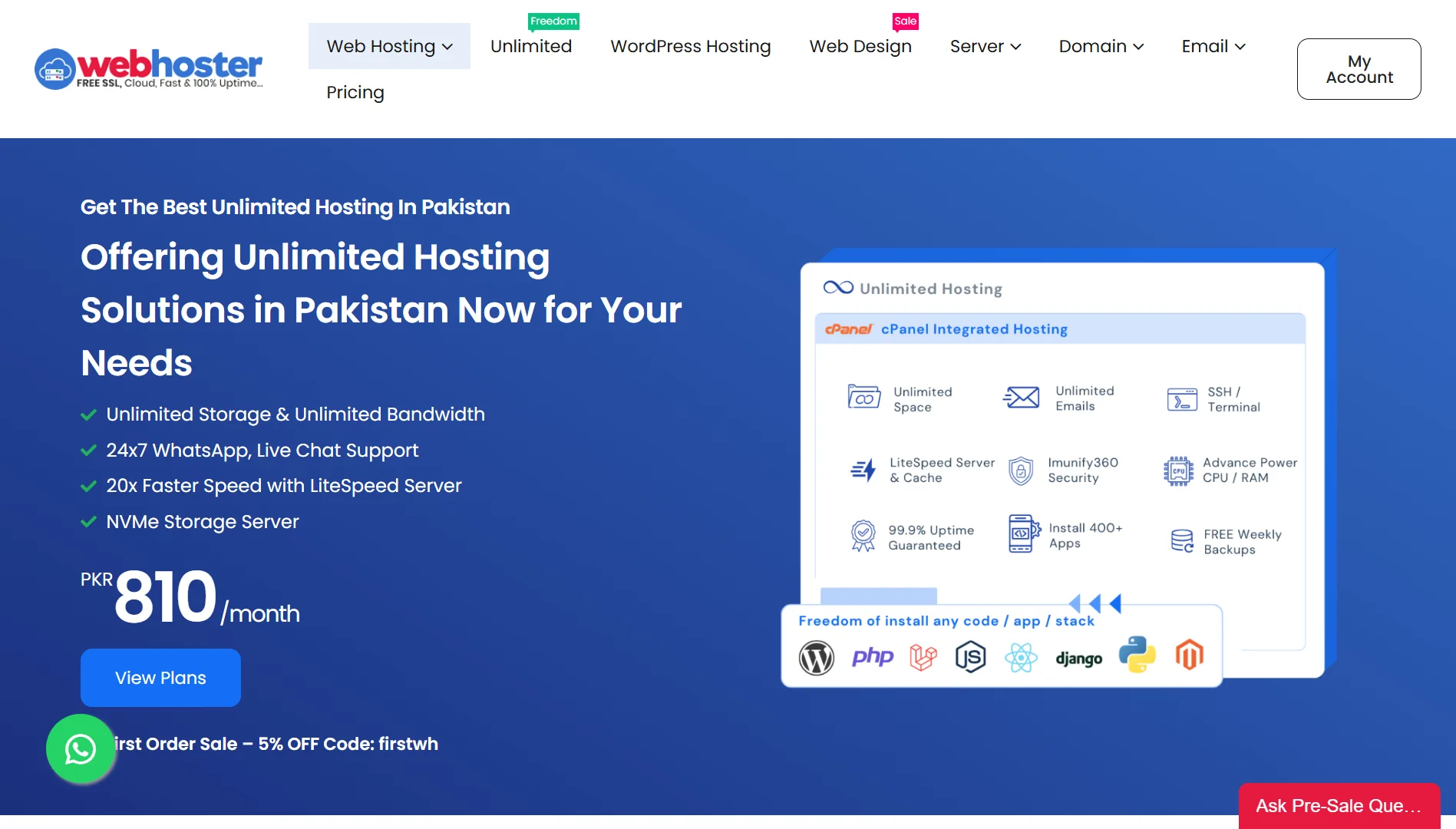 Best Unlimited Web Hosting Providers- webhoster
