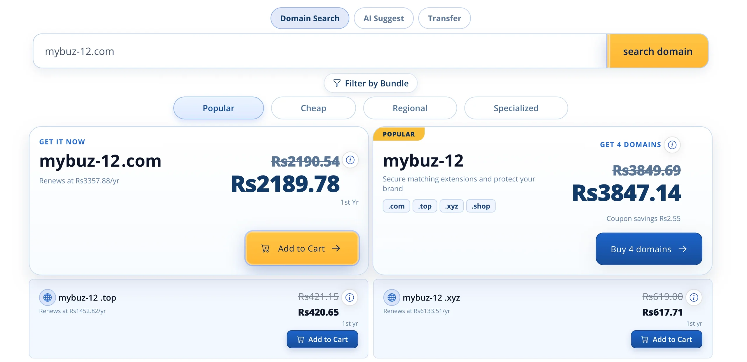 Check If a Domain Name Is Available: Results