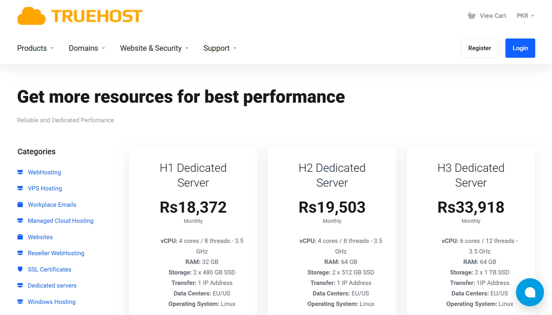 Dedicated Server Price- Truehost