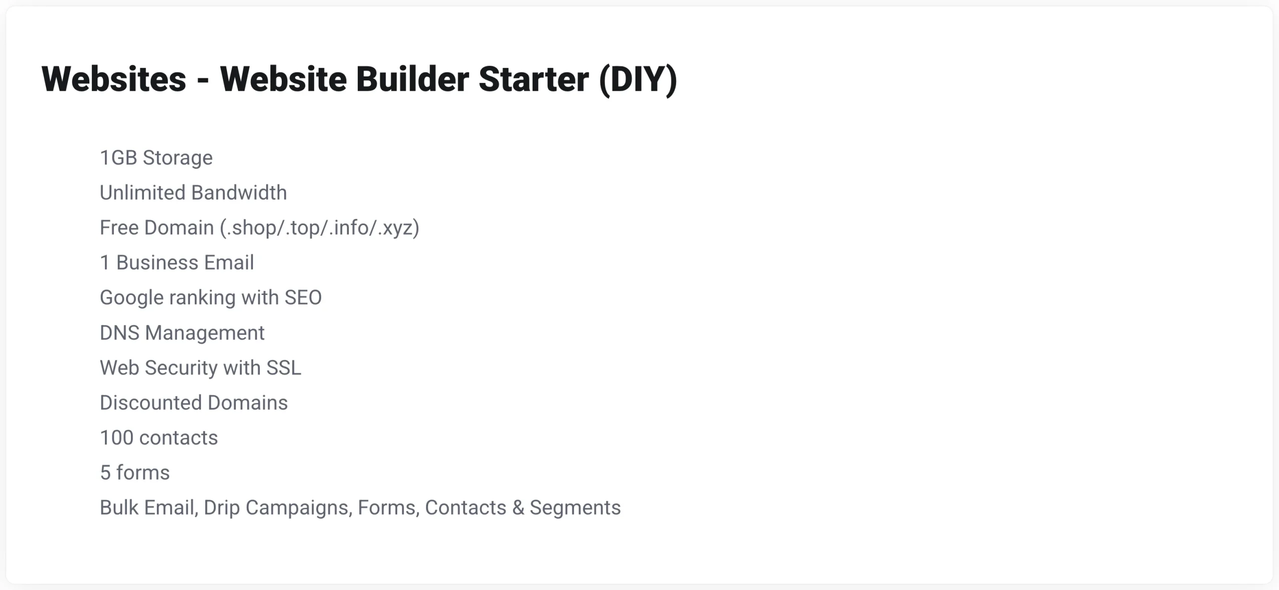 Ecommerce Website Cost: Starter plan