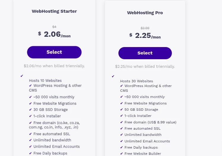 Hosting plans and pricing 
