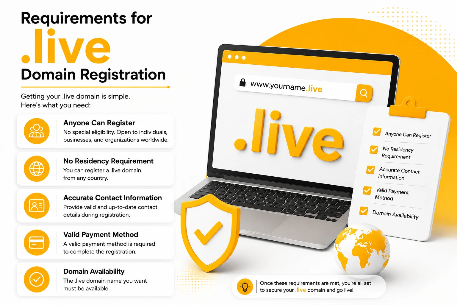 Requirements for .live Domain Registration