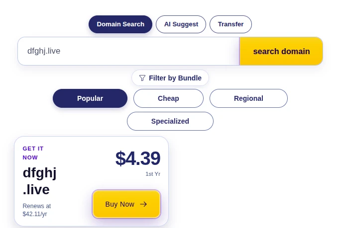 Truehost .live domain pricing 