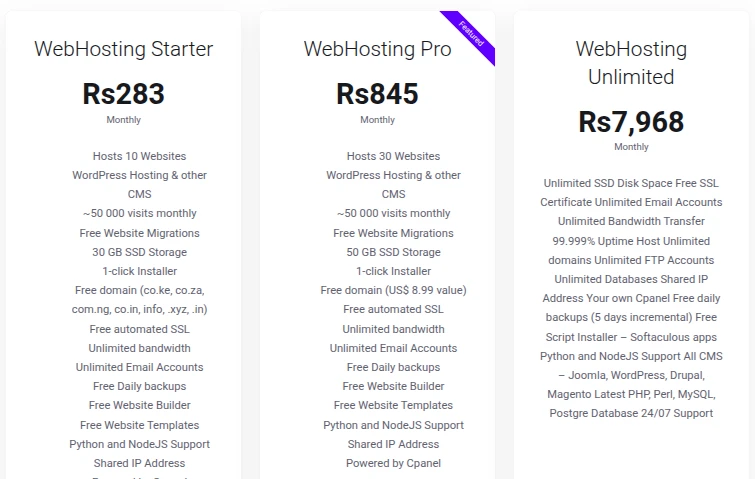 Wordpress hosting pricing and plans