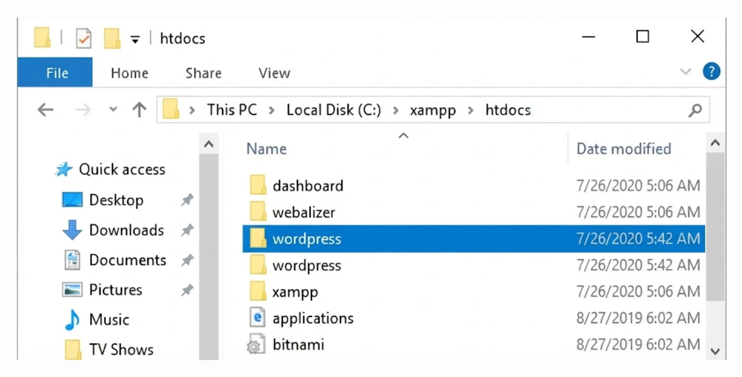 Host a Website Using XAMPP: htdocs
