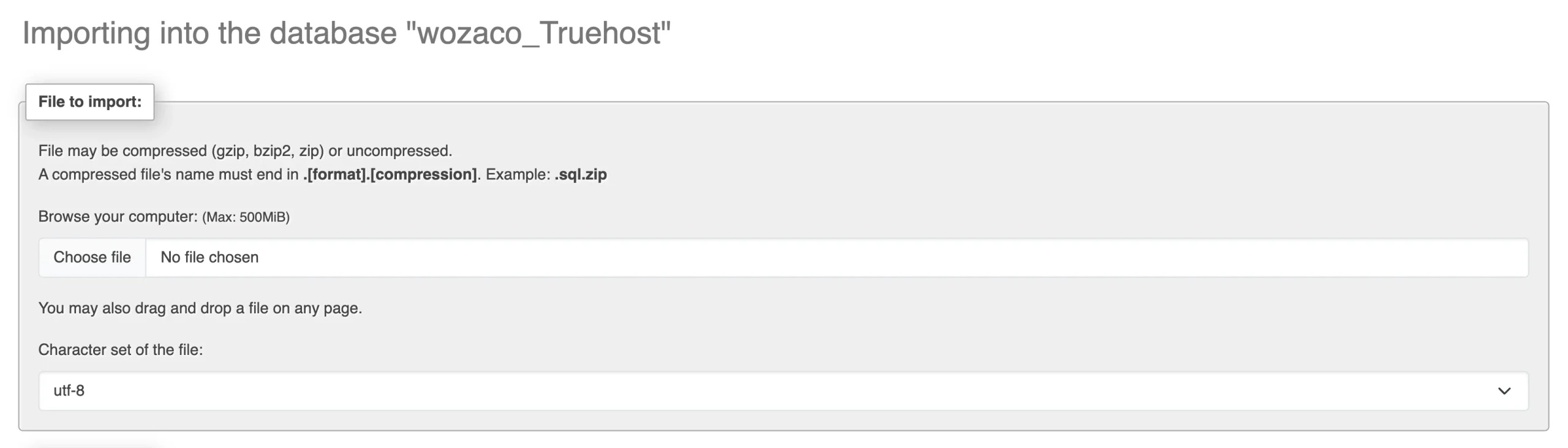 Upload a Website to cPanel: .sql