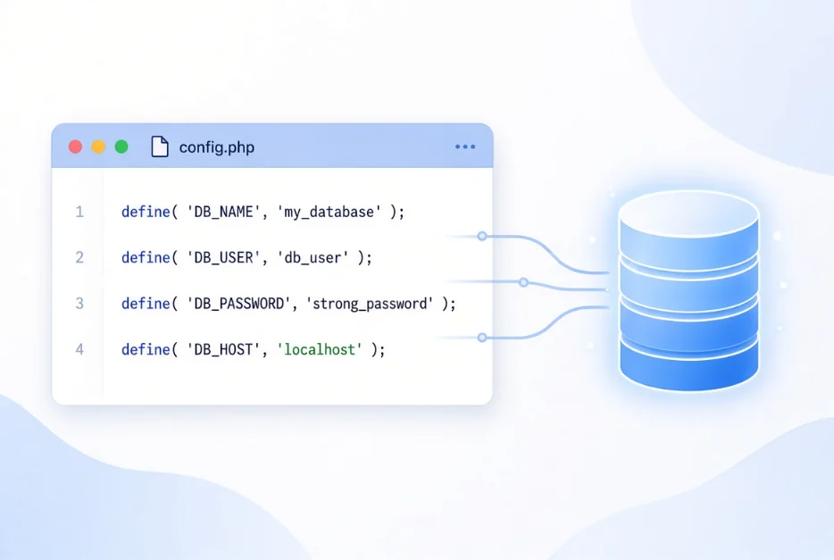 Editing config file to connect website to database when hosting a database driven website