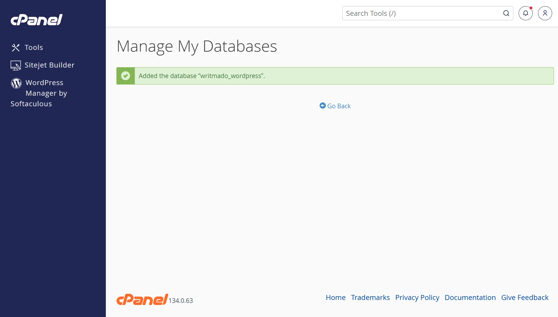Host a WordPress Website on cPanel- wordpress database