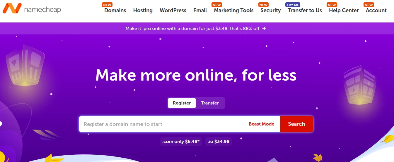Namecheap webhosting services
